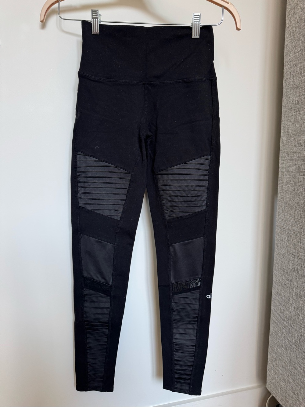 ALO Yoga Black Moto-Panel High-Waist Leggings